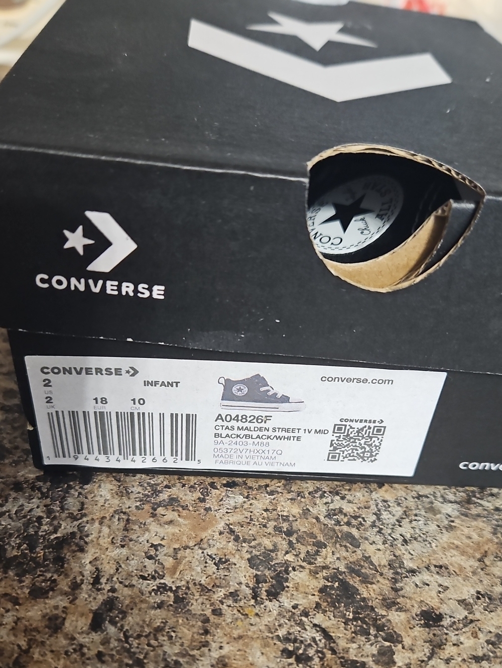 Converse Infant CTAS Malden Street Mid Black & White Boxed Sneakers